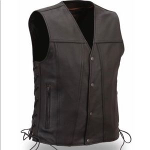100% leather motorcycle vest